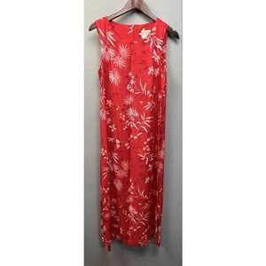 Vintage Coldwater Creek Dress Womens Medium Floral Maxi Red Rayon Sleeveless